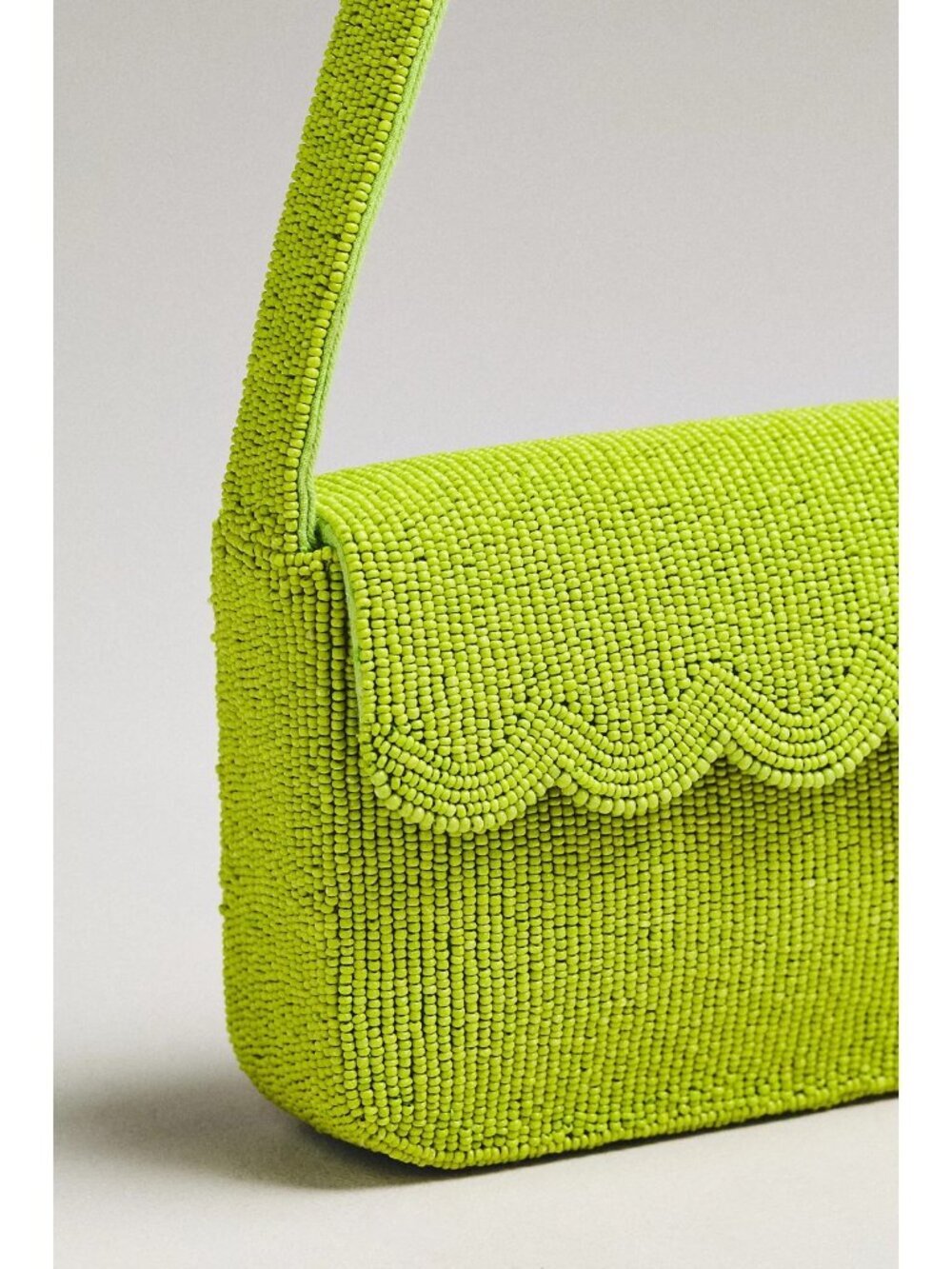 The Fiona Beaded Bag: Scalloped Edition. Neon Green